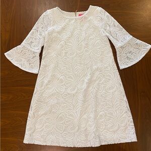 Lilly Pulitzer Ophelia Dress in Resort White Wildflower Lace Bell Sleeves Medium